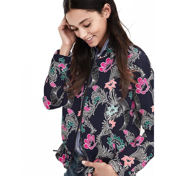 Banana Republic Bird of Paradise Print Drapey Bomber Jacket Size Medium Petite - Picture 10 of 10